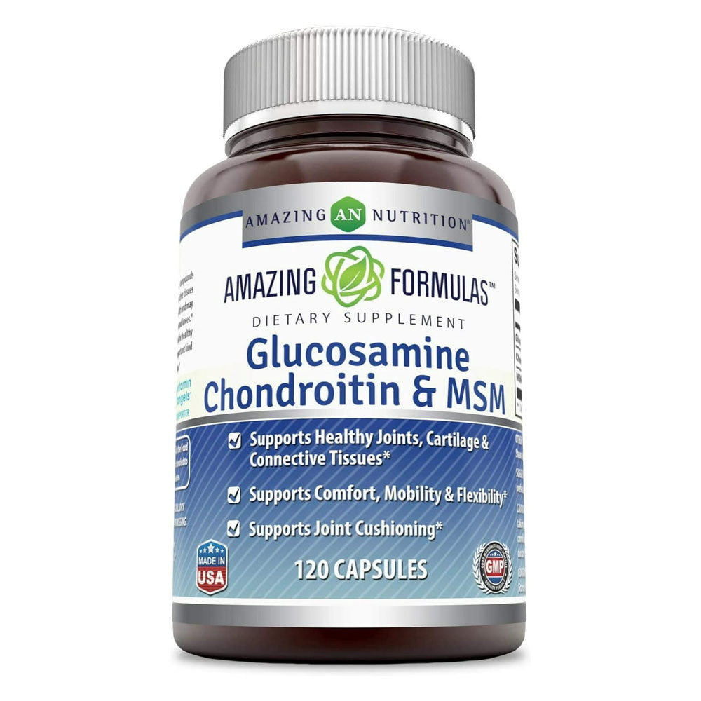 Amazing Nutrition Amazing Formulas Glucosamine, Chondroitin And MSM Capsules For Healthy Joint, 120 Ea